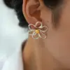 Wholesale Ion Plating (IP) Real Gold Plated 18K Gold Flower 304 Stainless Steel Sweet Simple Style Waterproof Non Tarnish Ear Studs