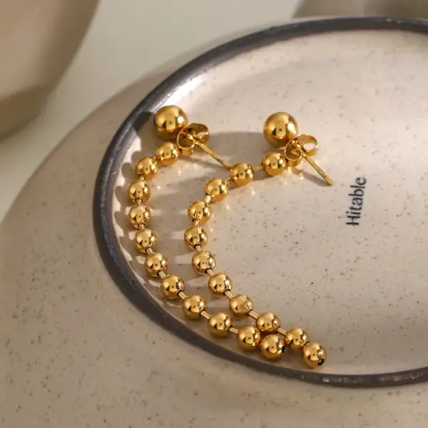 304 Stainless Steel Solid Color PVD Coated Real Gold Plated 18K Gold Simple Style Classic Style Waterproof Non Tarnish Plating Gold Drop Earrings