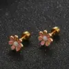 Wholesale Simple Style Flower 304 Stainless Steel No Inlaid Earrings Ear Studs