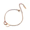 Wholesale PVD Coated 18K Gold Real Gold Plated Heart Shape Stainless Steel Sweet Waterproof Non Tarnish 304 Stainless Steel Bracelets