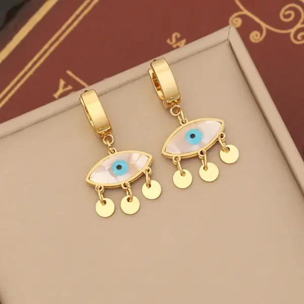 Wholesale PVD Coated 18K Gold Real Gold Plated Devil'S Eye Stainless Steel IG Style Waterproof Non Tarnish Drop Earrings