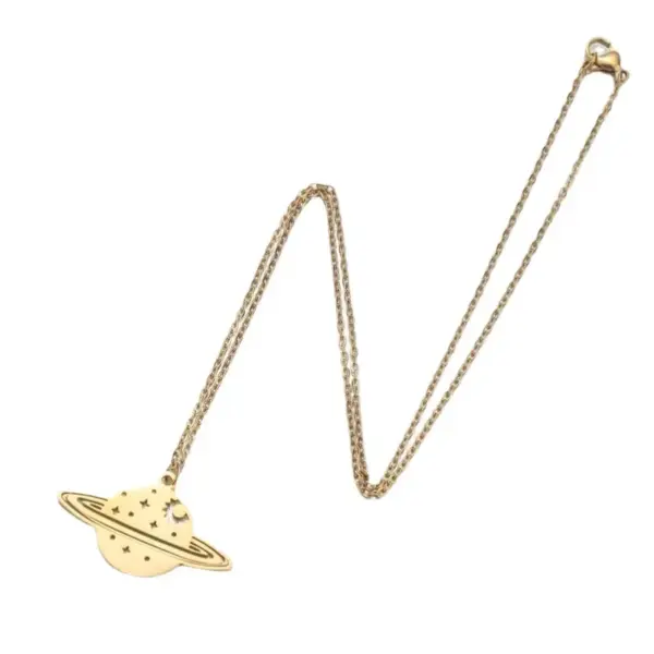 Wholesale Jewelry Retro Universe 201 Stainless Steel 18K Gold Plated Plating Stainless Steel Necklaces