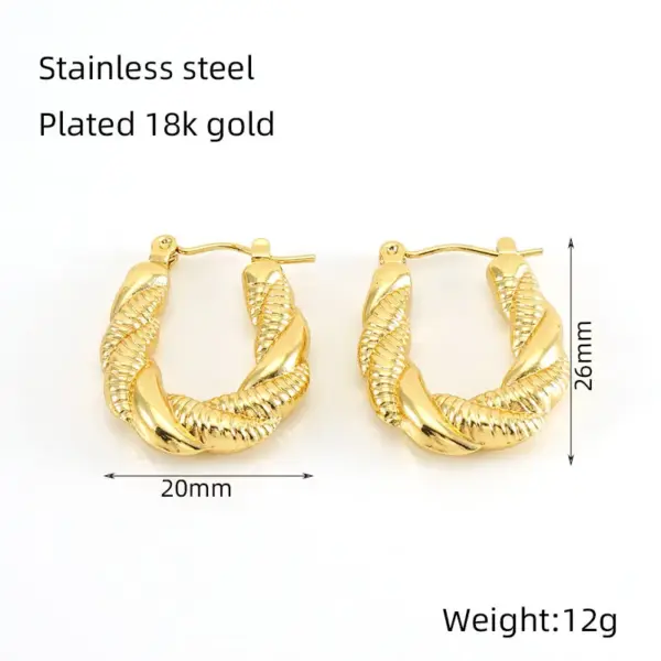 Wholesale PVD Coated 18K Gold Plated U Shape 304 Stainless Steel Simple Style Waterproof Non Tarnish Hoop Earrings