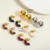 Wholesale 1 Pair Simple Style Commute C Shape Ball Epoxy Plating Brass 18k Gold Plated Ear Studs