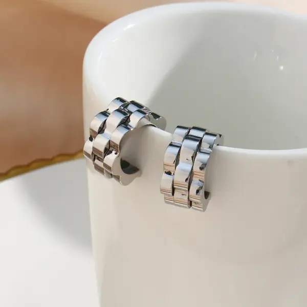 PVD Coated Real Gold Plated 18K Gold Geometric 304 Stainless Steel Hip-Hop Waterproof Non Tarnish Earrings