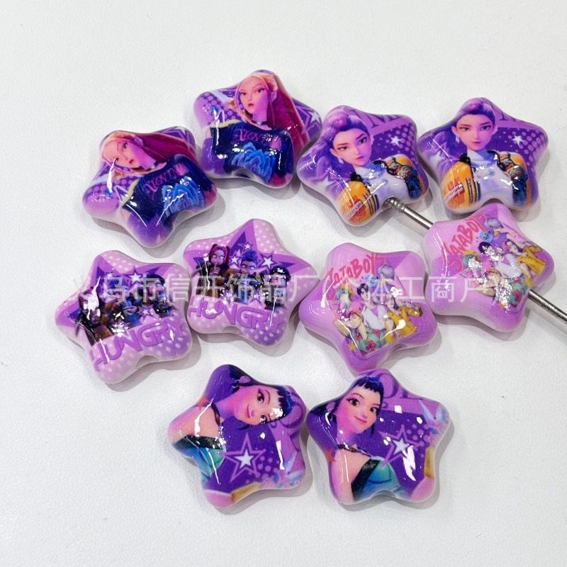 Wholesale Cartoon-print five-inted star ballint pen with perforation - OLY Exclusive