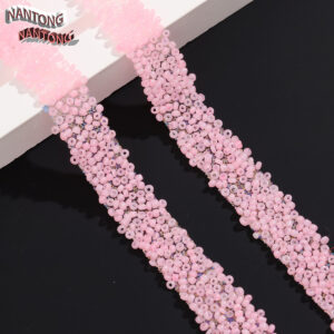 2 light pink rice beads / 1.5cm double-layer hot melt adhesive, colorful 3mm rice bead adhesive strip