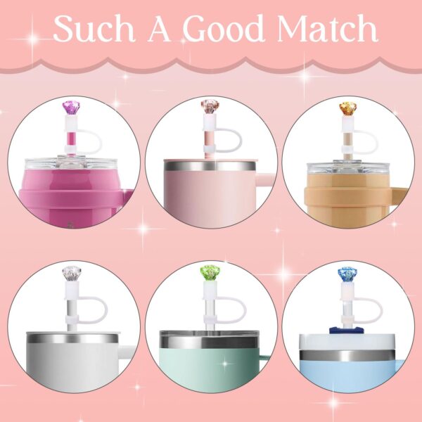 Wholesale Diamond-straw sleeve large cartoon cute dust cap plug doll silicone straw sleeve 8mm 10mm