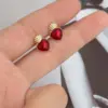 Wholesale Copper Heart Shape Electroplating 18K Real Gold Plated Elegant Romantic Sweet Ear Studs