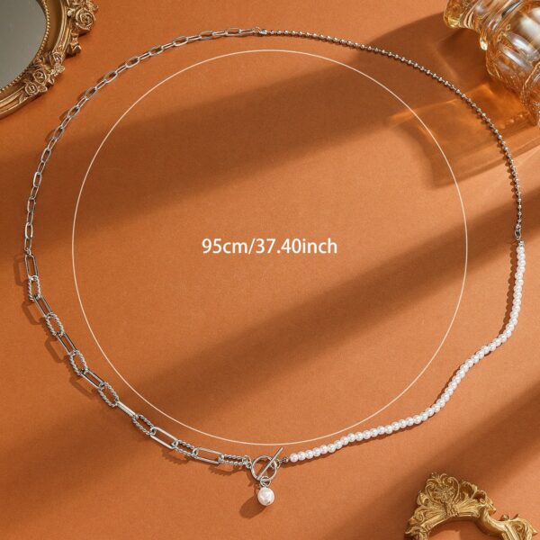 oly-4ac3947fad255c587ea6b646a2f9beb4 Wholesale jewelry fashion long round bead chain stacked wearing necklace retro style personality pearl otbuckle necklace
