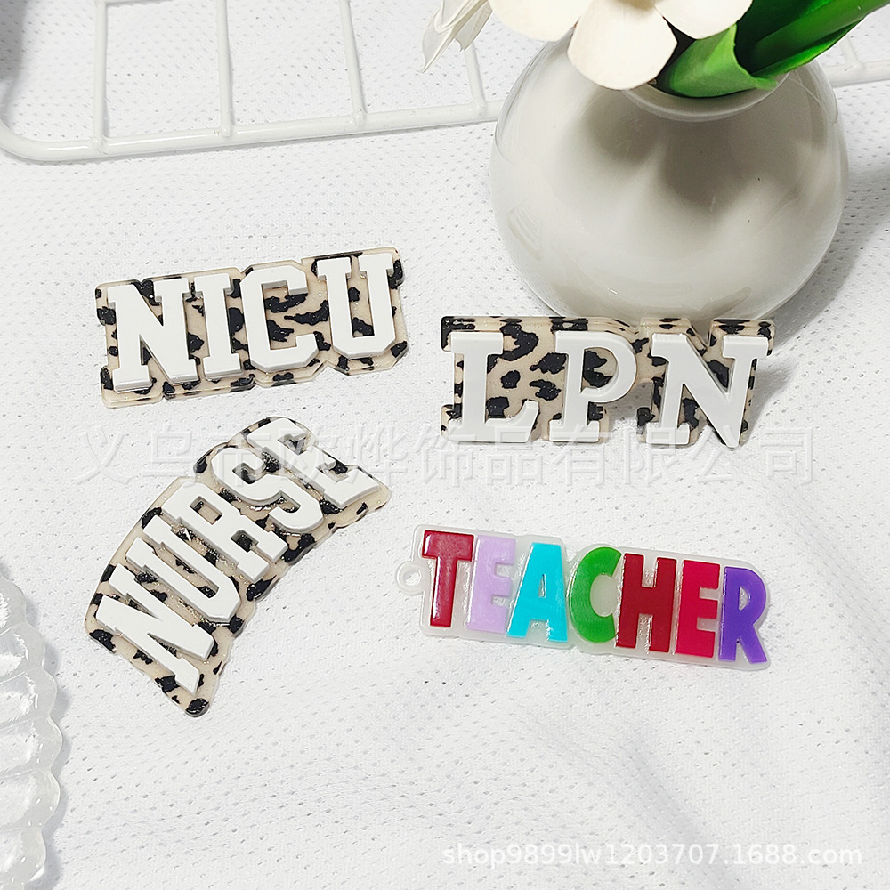 Wholesale Cross-Border New Loose wder Cartoon Letters Luminous Girl Bag Pendant Acrylic Cute DIY Patch Aessories