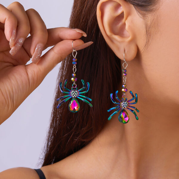 Wholesale Halloween Colorful Spider Earrings