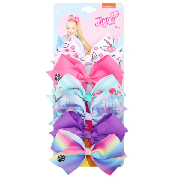 Wholesale 5-inch jojo bow hairpin set 6-color one-card children's hairpin headdress