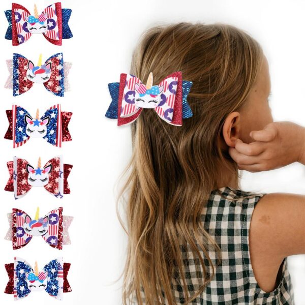 Wholesale Children's Bow Hair Clip Point Unicorn Accessories Headwear