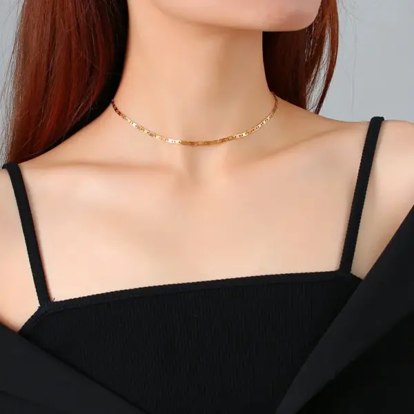 201 Stainless Steel Solid Color PVD Coated 18K Gold Plated Real Gold Plated Simple Style Waterproof Non Tarnish Patchwork Cable Chain Necklace