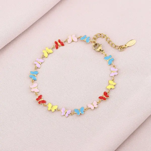 Wholesale Water Plating 18K Gold Plated Butterfly Stainless Steel Basic 304 Stainless Steel Bracelets
