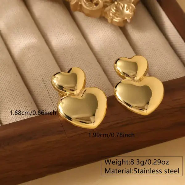 Wholesale 1 Pair Casual Cute Sweet Water Droplets Heart Shape Flower Plating 304 Stainless Steel Imitation Gold Ear Studs