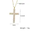 Wholesale Jewelry Commute Cross 201 Stainless Steel Glass Zircon Gold Plated Silver Plated Inlay Stainless Steel Necklaces