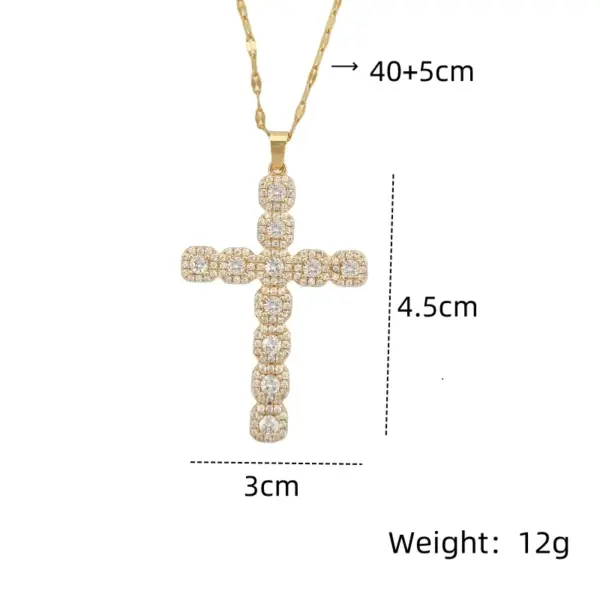 Wholesale Jewelry Commute Cross 201 Stainless Steel Glass Zircon Gold Plated Silver Plated Inlay Stainless Steel Necklaces