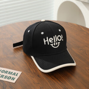 Children's HELLO Smiley Cap-[Black]] / Recommended head circumference (46-50cm) refer to 3-8 years old