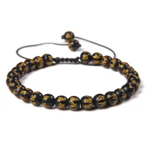 Black Six-Character Mantra / 6mm (Stretchable)