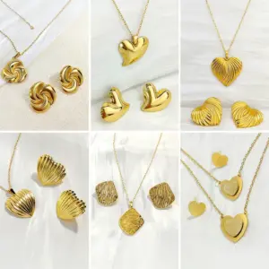Wholesale New Luxury Geometric Irregular Titanium Steel Necklace Earring Set Fashionable Oil Pressed Ear Studs Elegant Jewelry Set For Women