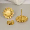 Wholesale PVD Coated Real Gold Plated Sunflower 304 Stainless Steel Simple Style IG Style Waterproof Non Tarnish Ear Studs
