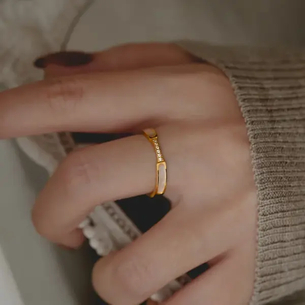 Wholesale Simple Style Geometric Titanium Steel Plating Rings 1 Piece