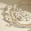Wholesale 304 Stainless Steel Geometric Exaggerated Artistic Waterproof Non Tarnish Layered Silver Open Rings