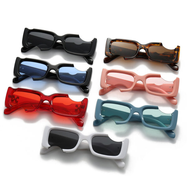Wholesale New European and American Fashion Sunglasses Cross-Border Personalized Square Frame Notch Sunglasses Colorful Jelly Color Men's and Women's Sunglasses