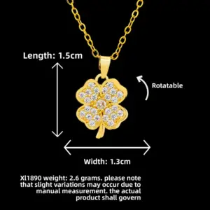 XL1890 Rotating Four-Leaf Clover Necklace / Gold
