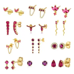 Wholesale Simple Style Leaf Square Water Droplets Copper Ear Studs Plating Inlay Zircon Copper Earrings