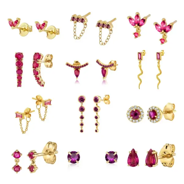 Wholesale Simple Style Leaf Square Water Droplets Copper Ear Studs Plating Inlay Zircon Copper Earrings