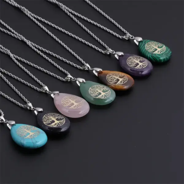 Wholesale Fashion Water Droplets Alloy Natural Stone Necklace In Bulk