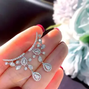 Wholesale Fashion Pear Shaped Inlaid Zircon Copper Earrings Wholesale