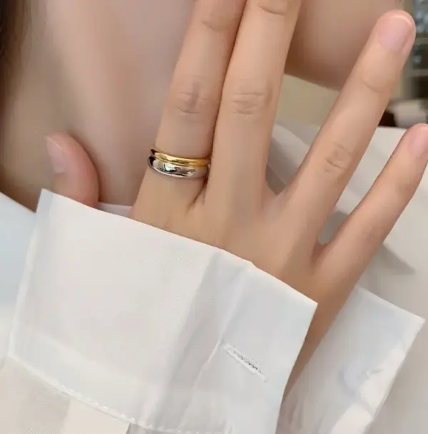 Wholesale 304 Stainless Steel Multicolor PVD Coated 18K Real Gold Plated Simple Style Classic Style Waterproof Non Tarnish Plating Rings