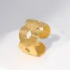 PVD Coated Real Gold Plated Waves Stainless Steel Fashion Waterproof Non Tarnish Open Ring