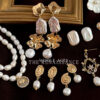 Wholesale vintage Antique Baroque Freshwater Pearl Earrings Collection Retro Court Style Fritillaria Flower Ear Jewelry