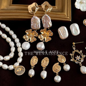 Wholesale vintage Antique Baroque Freshwater Pearl Earrings Collection Retro Court Style Fritillaria Flower Ear Jewelry