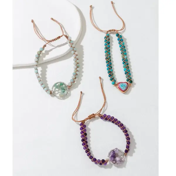 Wholesale Fashion Tree Metal Natural Stone Bracelets