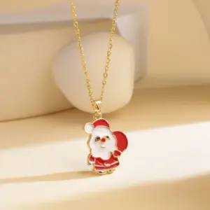 Xl641 Gift Santa Claus Necklace / Gold