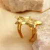 Wholesale PVD Coated Real Gold Plated 18K Gold Star 304 Stainless Steel Elegant Glam Waterproof Non Tarnish Open Rings