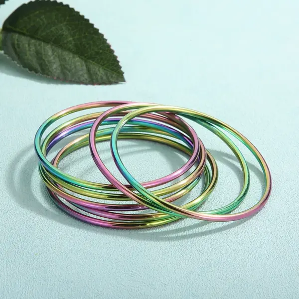 304 Stainless Steel Geometric PVD Coated Stone-Free 18K Gold Plated Simple Style Streetwear Waterproof Non Tarnish Plating Wristband