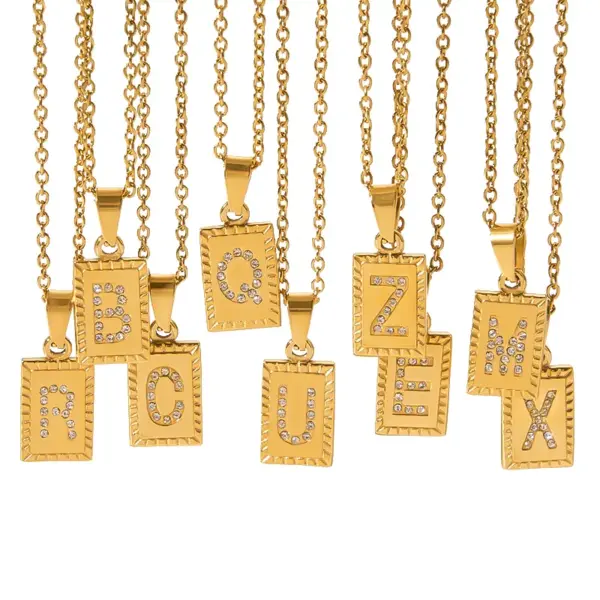 Wholesale Jewelry Sweet Letter 304 Stainless Steel Diamond Polishing Plating Inlay Cable Chain Necklace