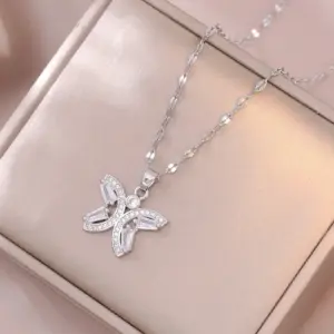 X3557 Butterfly Steel Necklace