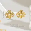 304 Stainless Steel Plastic Starfish Conch Shell Electroplating Imitation Gold Marine Style Irregular Multicolor-Golden Yellow Ear Studs