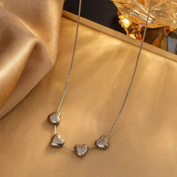 Simple Style Heart/Geometric/Water Ripple Design Necklace Suitable For Women To Wear 304 Stainless Steel Vacuum Plating (Furnace)