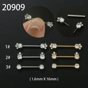 Wholesale Fashion Solid Color Stainless Steel Inlay Artificial Diamond Adhesive Nail 1 Piece