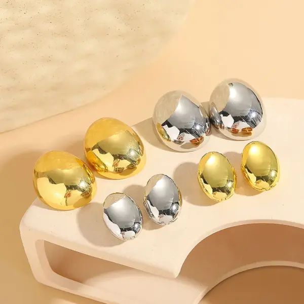 Wholesale 1 Pair Classic Style Solid Color Asymmetrical Plating Copper 14k Gold Plated Ear Studs