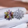 Wholesale Fashion Sunflower Double Zircon Earrings Copper Earrings Accessories